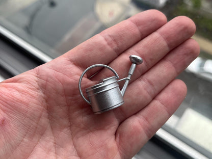 Miniature Fairy Garden Watering Can - Tiny Metal Decor - 1/24 Scale Mini Accessory