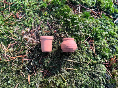 Fairy Garden Starter Set – Wooden Bridge + Mini Fireplace + 2 Tiny Terracotta Pots