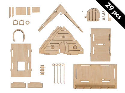 DIY Fairy House Kit with Solar Light - Ellie's Wooden Garden Cottage - Build & Paint Craft