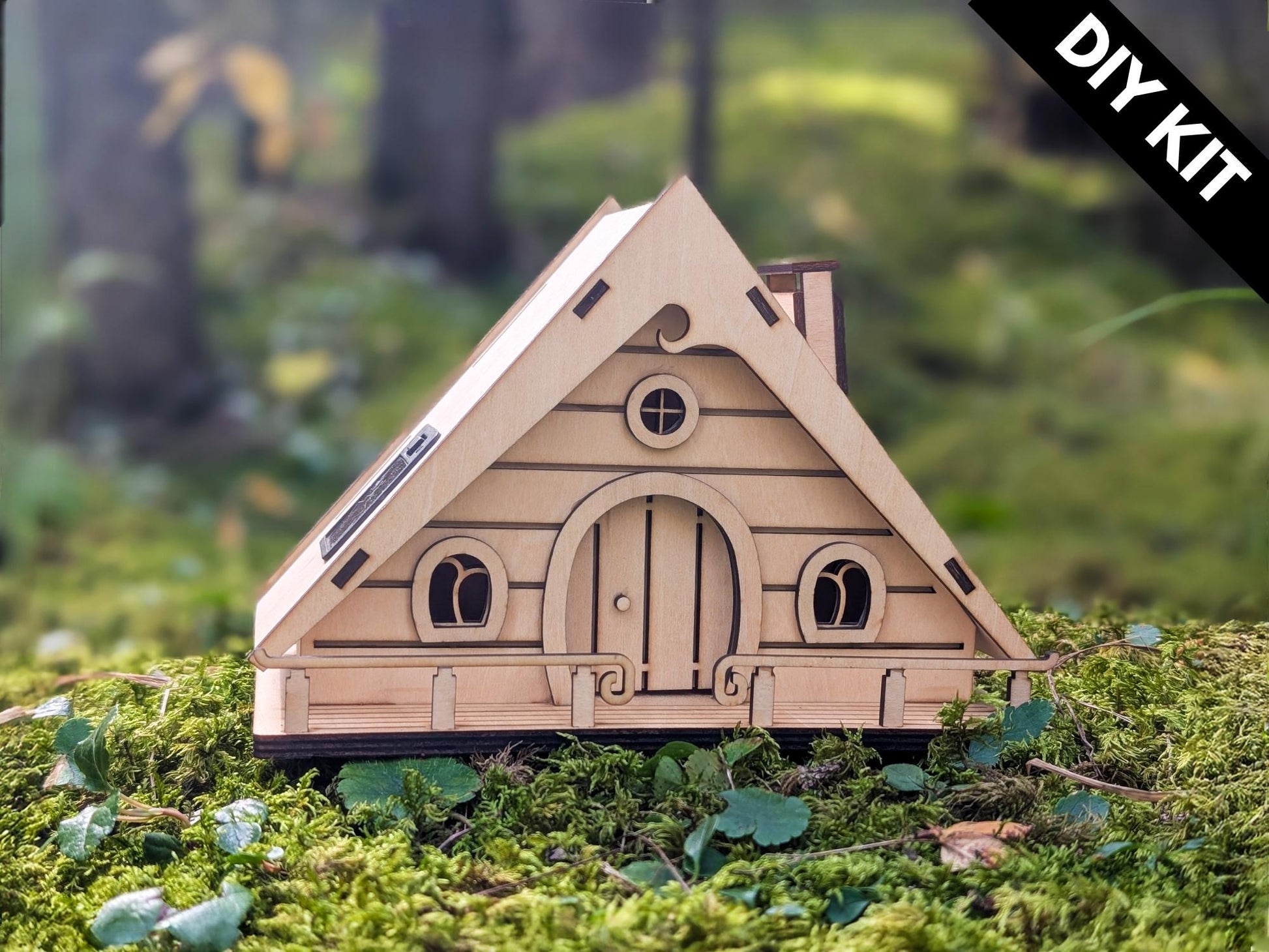 DIY Fairy House Kit with Solar Light - Ellie's Wooden Garden Cottage - Build & Paint Craft