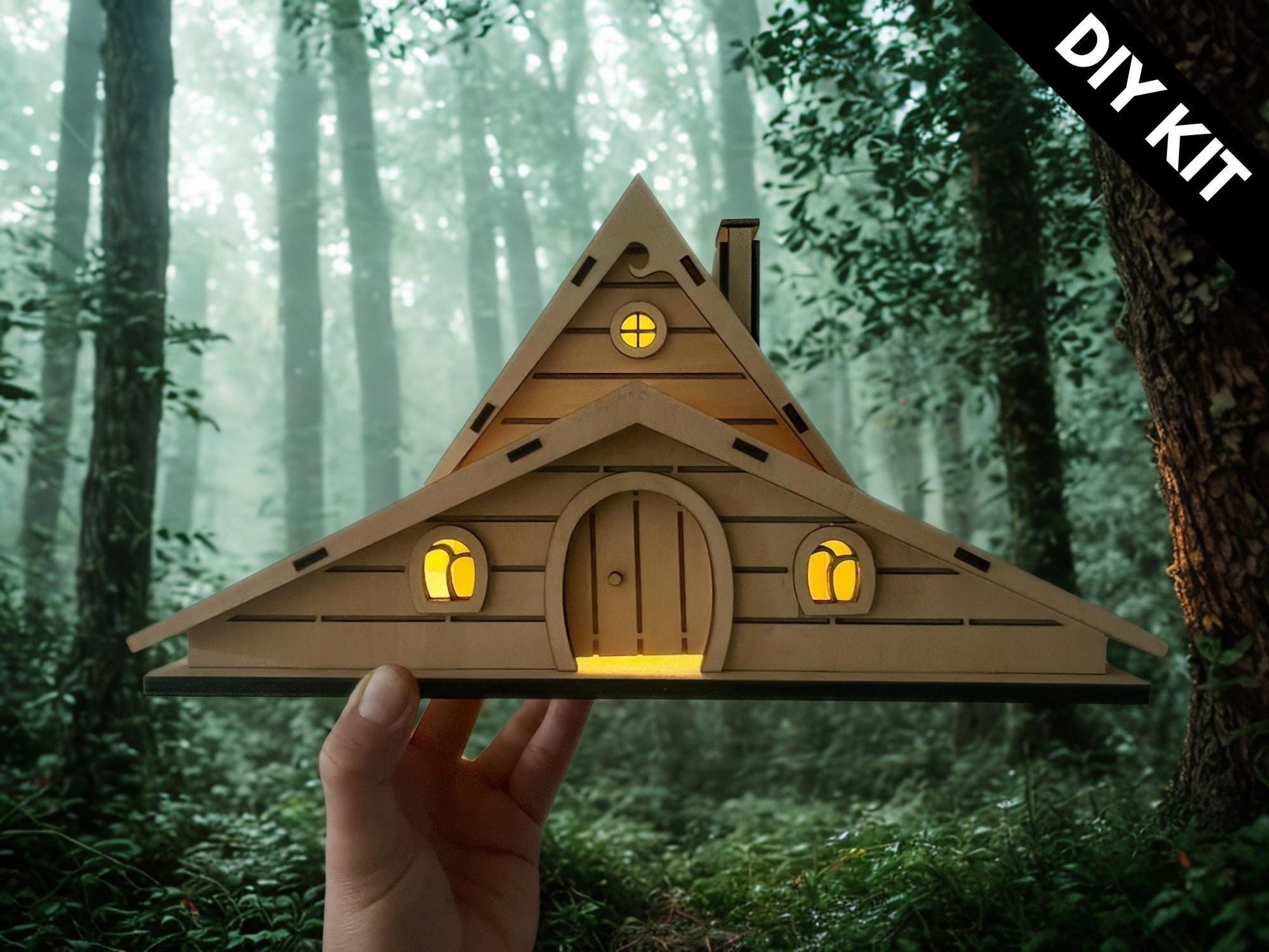 DIY Fairy House Kit - Wooden Fairy Garden House with Solar Roof - Lili