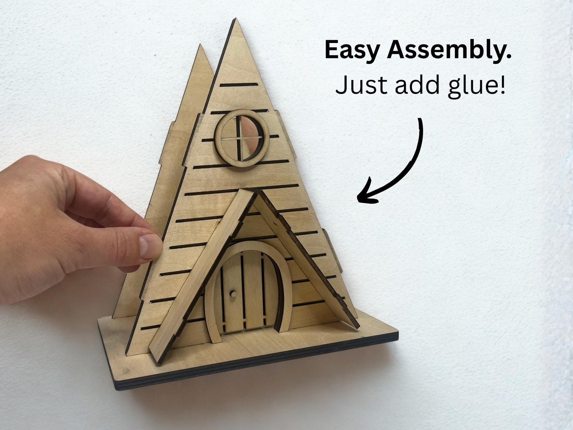 DIY Wooden Fairy House Kit with Solar Light (Ava) - Free U.S. Shipping