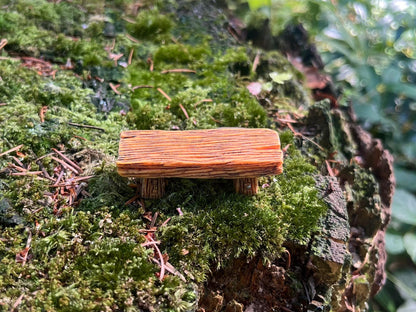 Rustic Mini Resin Bench – Fairy Garden Dollhouse Decor