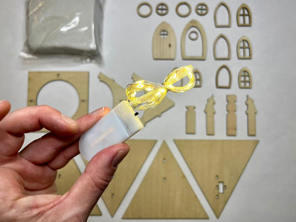 DIY Clay Fairy House Kit with Light - Air-Dry Clay Mini Cottage – Build & Decorate Your Own Magical Mini Home