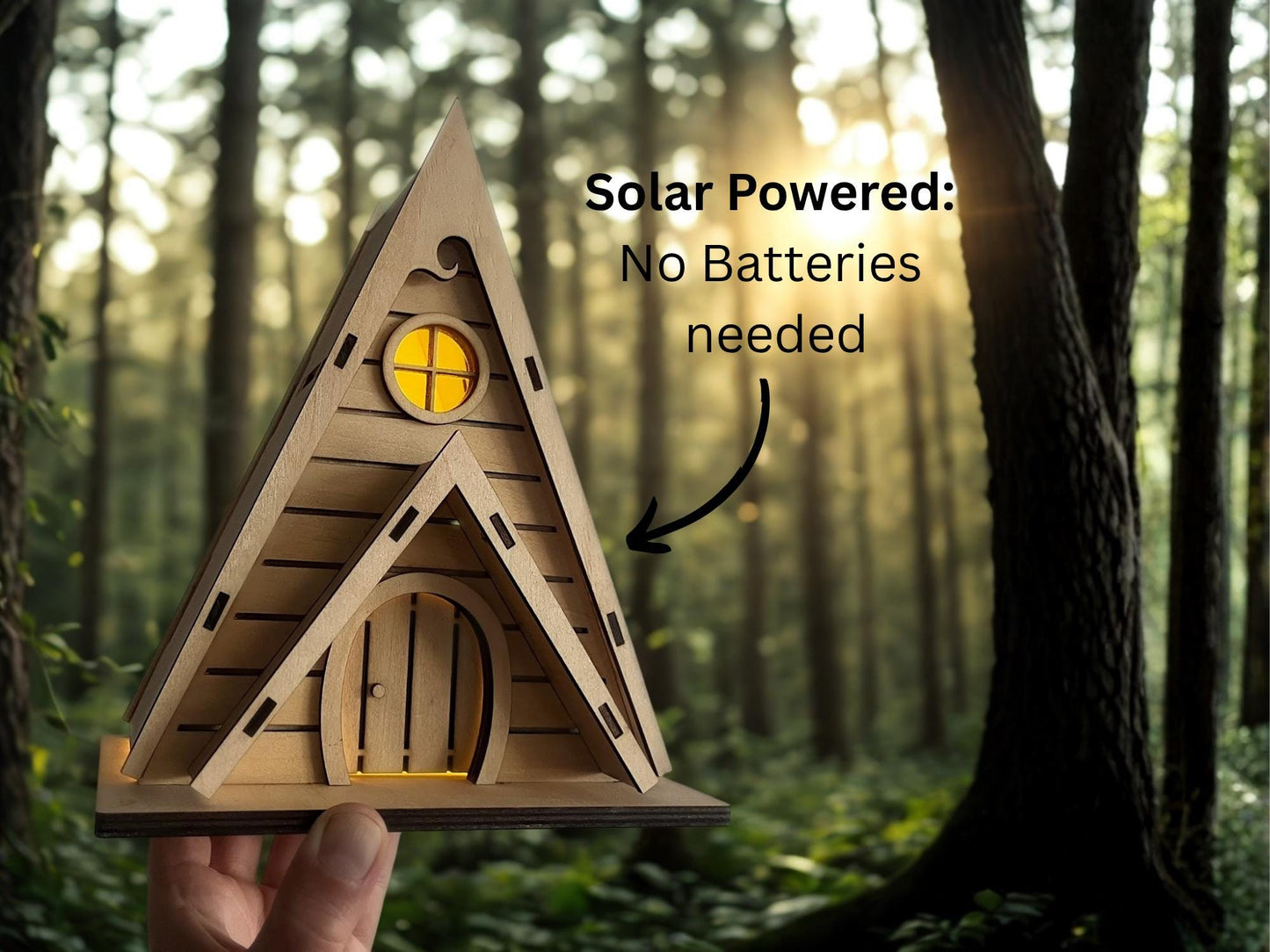 DIY Fairy House Kit with Solar Light - Ava's Wooden Garden Cottage - Build & Paint Craft