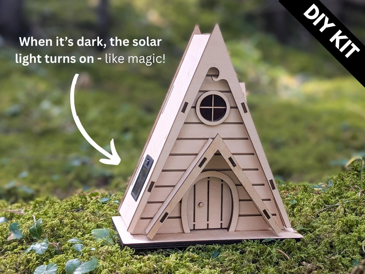 DIY Fairy House Kit with Solar Light - Ava's Wooden Garden Cottage - Build & Paint Craft