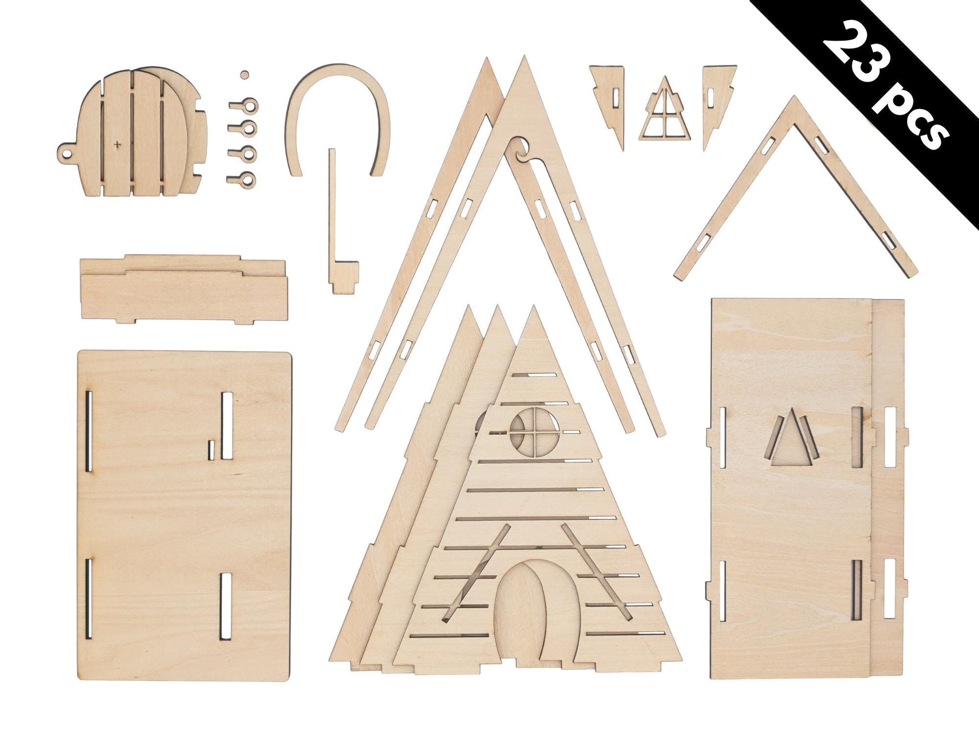 DIY Fairy House Kit with Solar Light - Ava's Wooden Garden Cottage - Build & Paint Craft