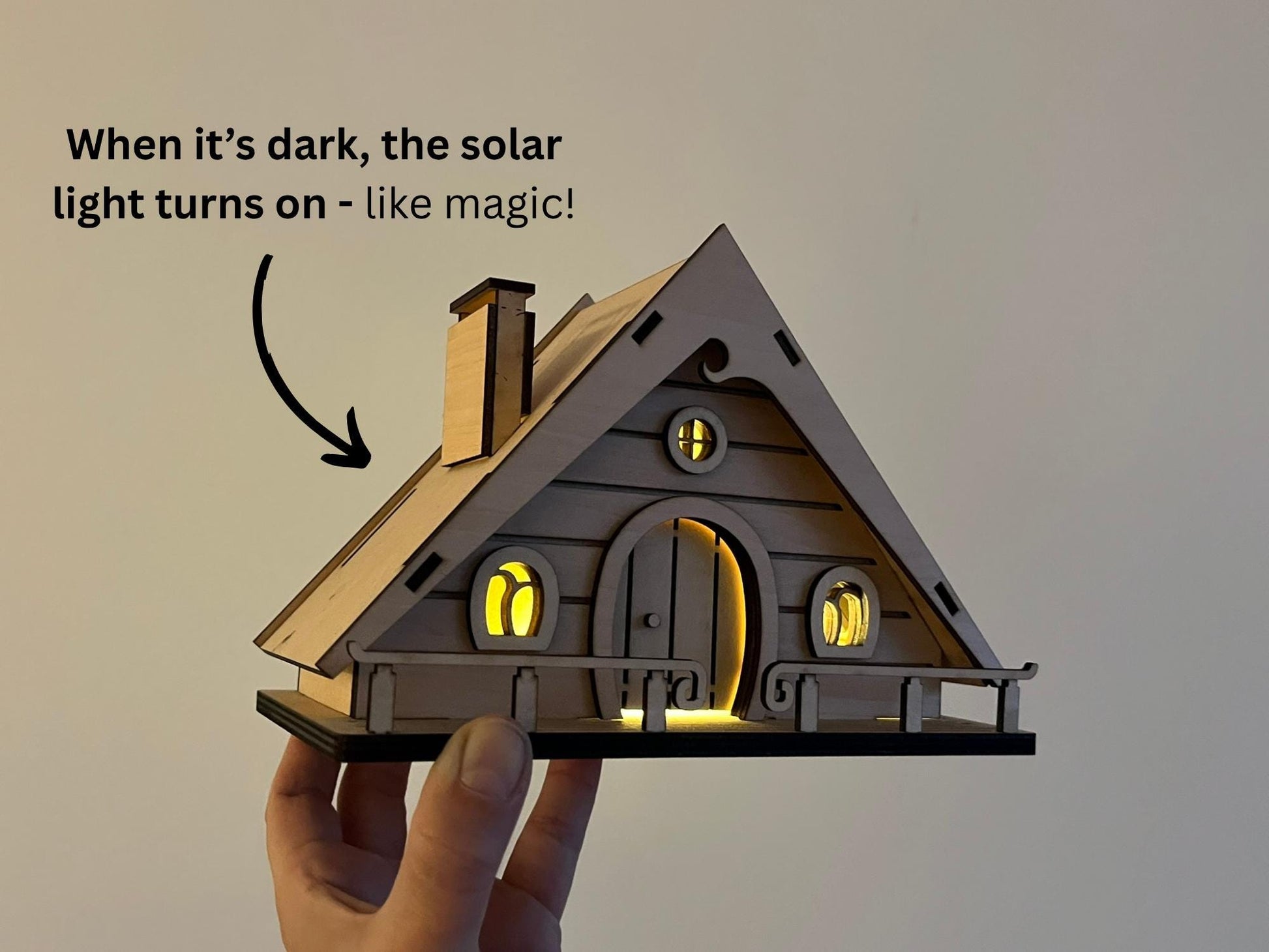 DIY Fairy House Kit with Solar Light - Ellie's Wooden Garden Cottage - Build & Paint Craft