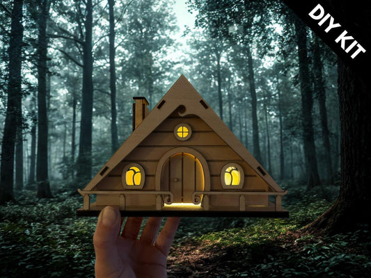 DIY Fairy House Kit with Solar Light - Ellie's Wooden Garden Cottage - Build & Paint Craft