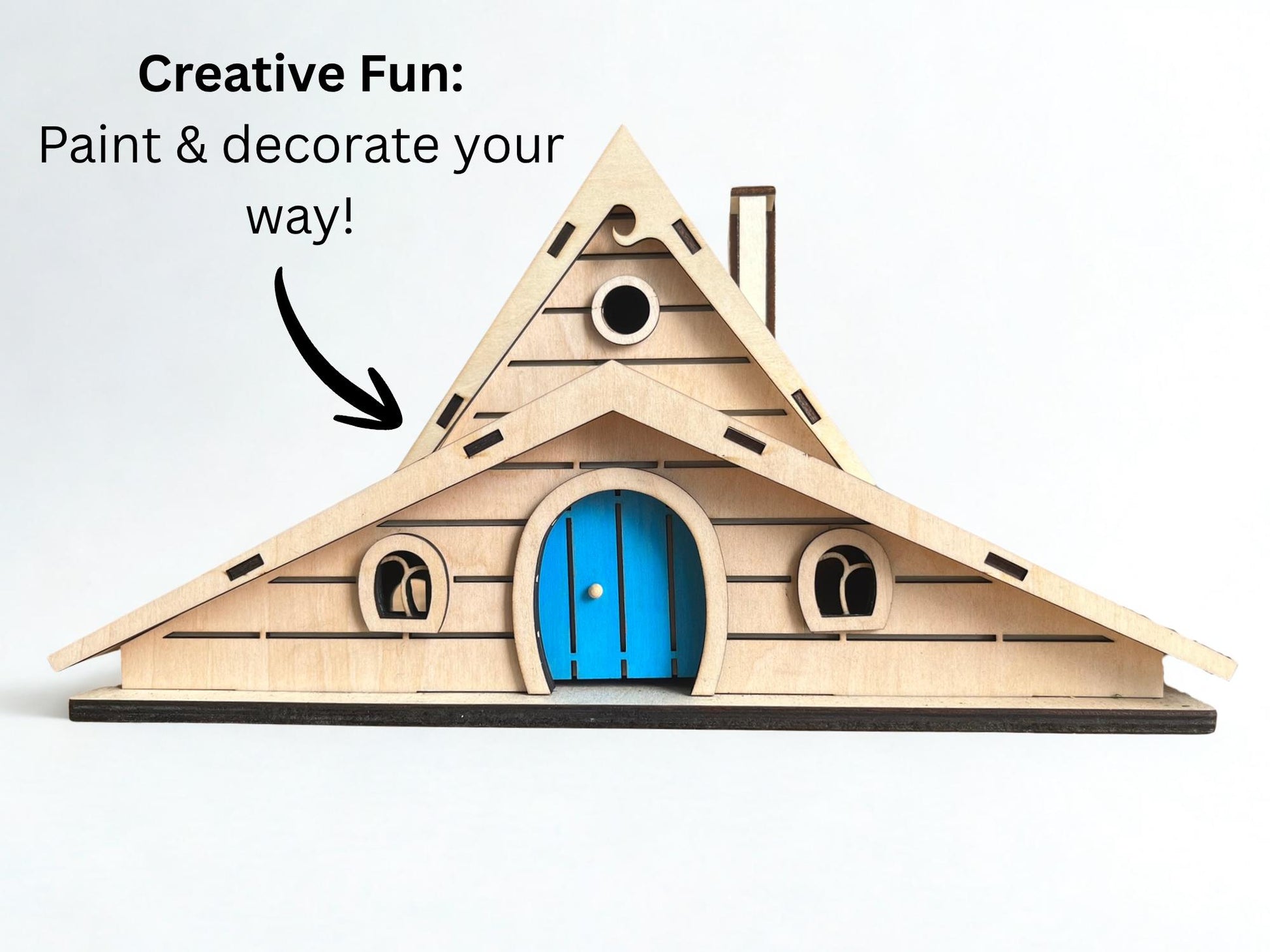 DIY Fairy House Kit - Wooden Fairy Garden House with Solar Roof - Lili