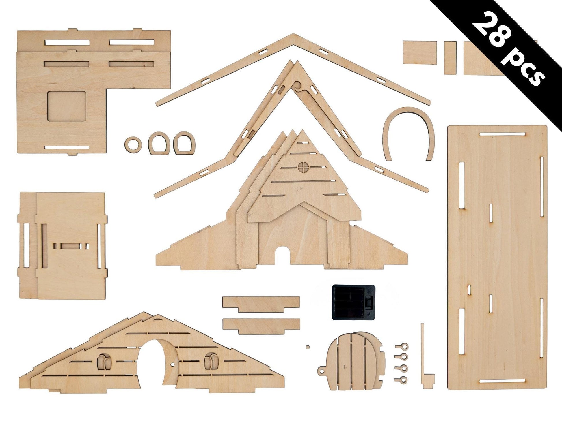 DIY Fairy House Kit - Wooden Fairy Garden House with Solar Roof - Lili