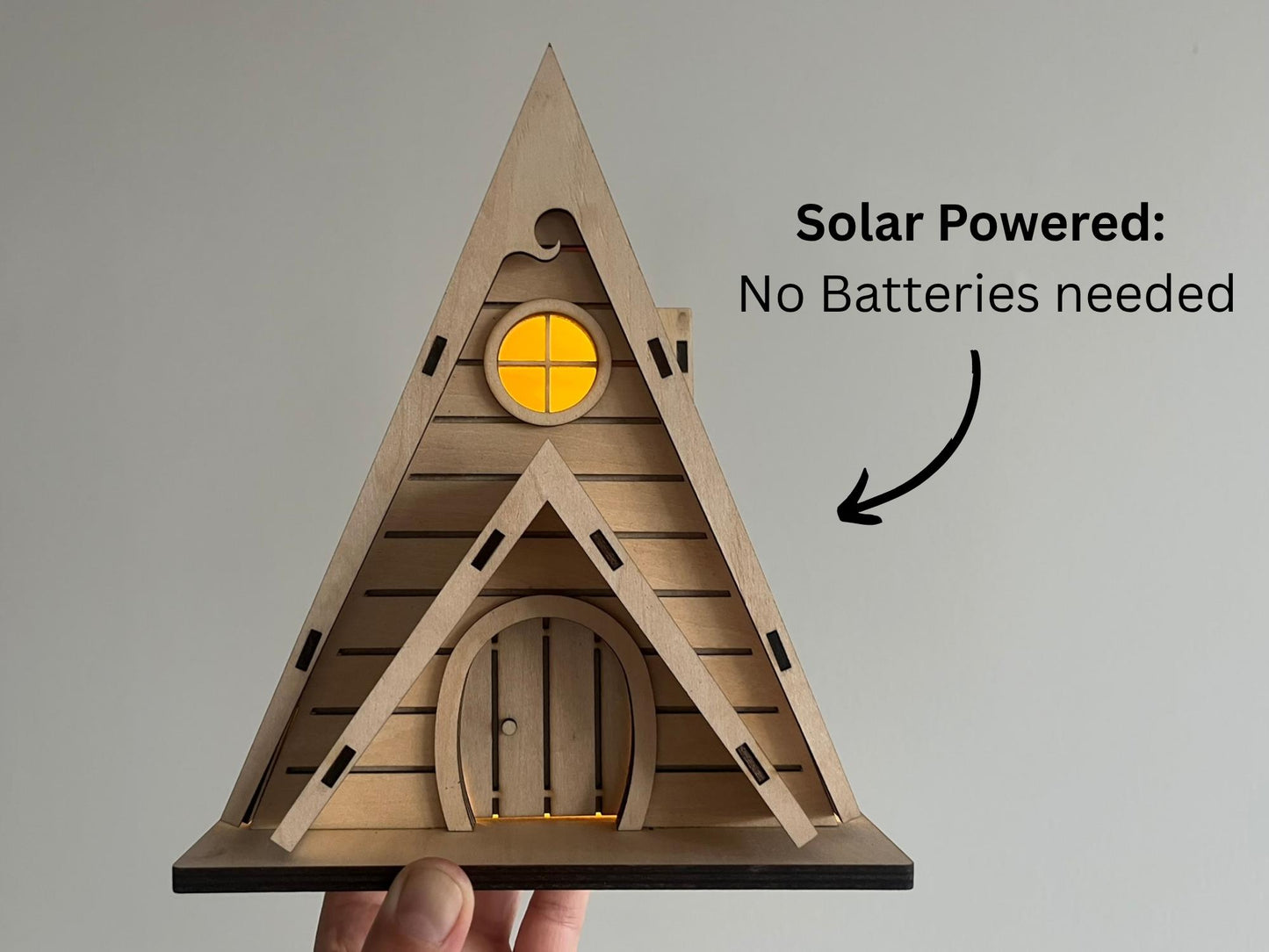 DIY Wooden Fairy House Kit with Solar Light (Ava) - Free U.S. Shipping