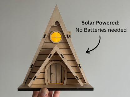 DIY Wooden Fairy House Kit with Solar Light (Ava) - Free U.S. Shipping