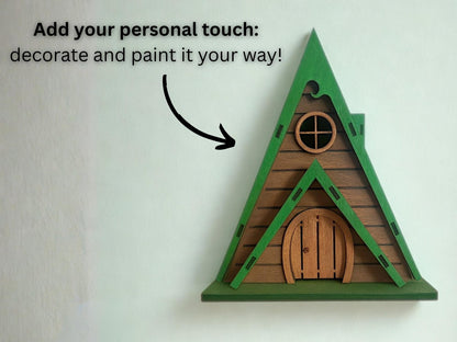 DIY Wooden Fairy House Kit with Solar Light (Ava) - Free U.S. Shipping