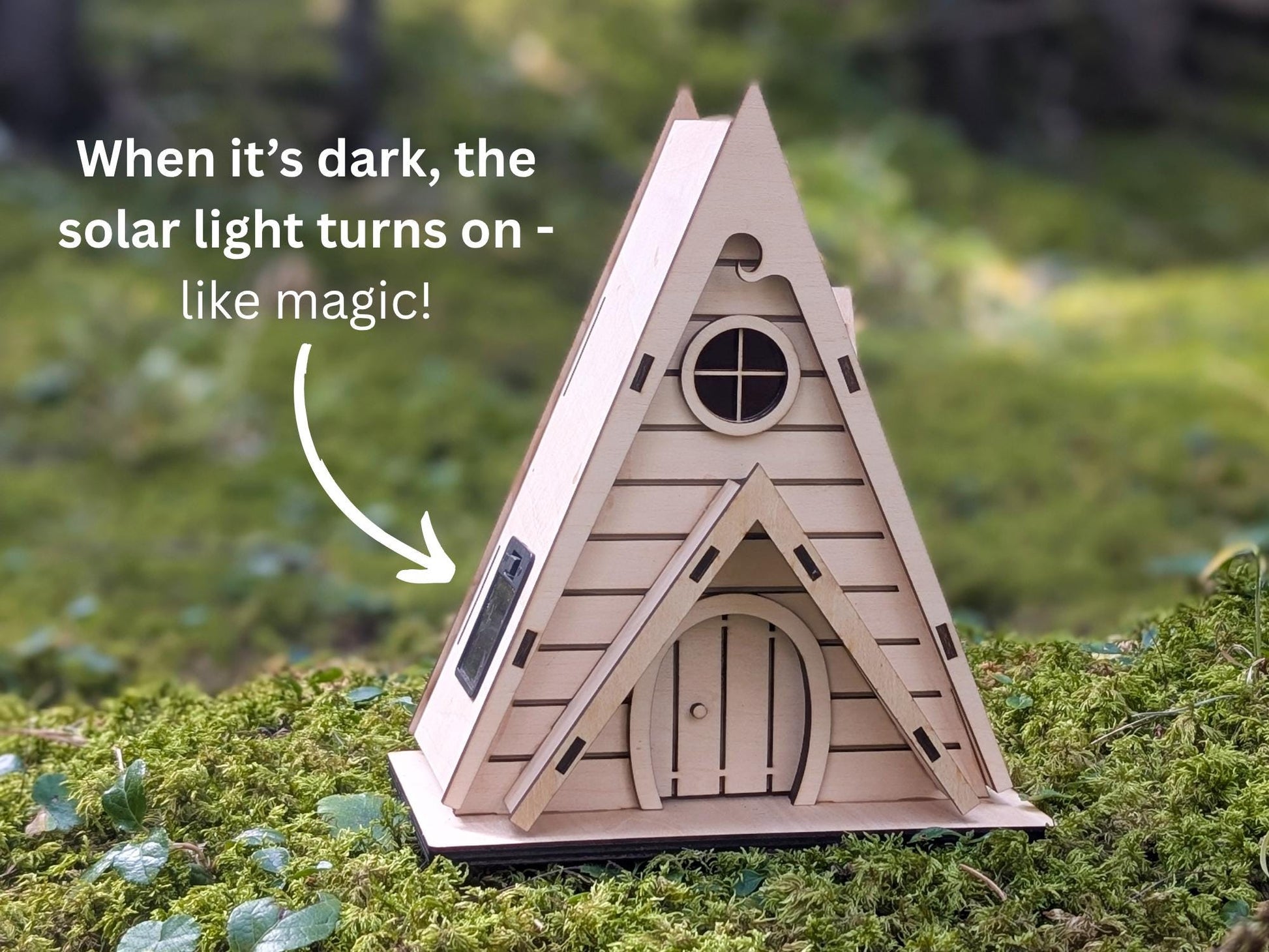 DIY Wooden Fairy House Kit with Solar Light (Ava) - Free U.S. Shipping