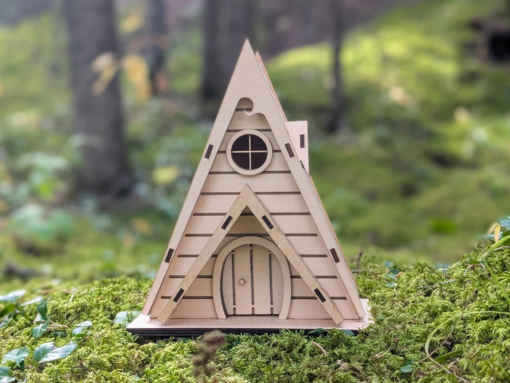 DIY Wooden Fairy House Kit with Solar Light (Ava) - Free U.S. Shipping