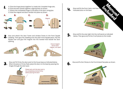 DIY Fairy House Kit with Solar Light - Alina's Wooden Garden Cottage - Build & Paint Craft - FREE U.S. Shipping