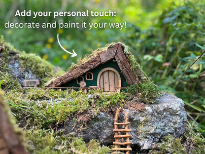 DIY Fairy House Kit with Solar Light - Alina's Wooden Garden Cottage - Build & Paint Craft - FREE U.S. Shipping