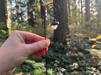 Enchanted Fairy Lantern with Wooden Acorn Cap – Magical Glow for Your Fairy Village