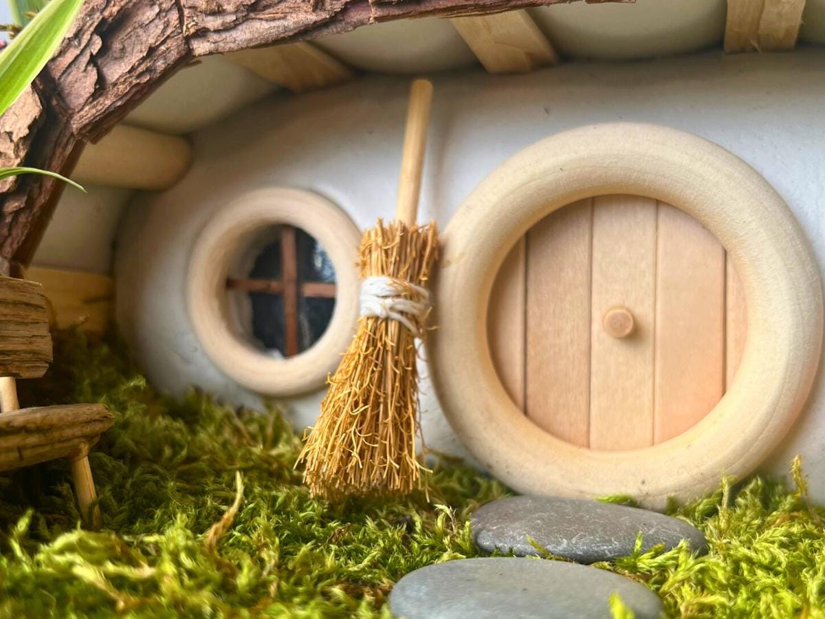 Enchanting Miniature Straw Brooms for Your Fairy Wonderland