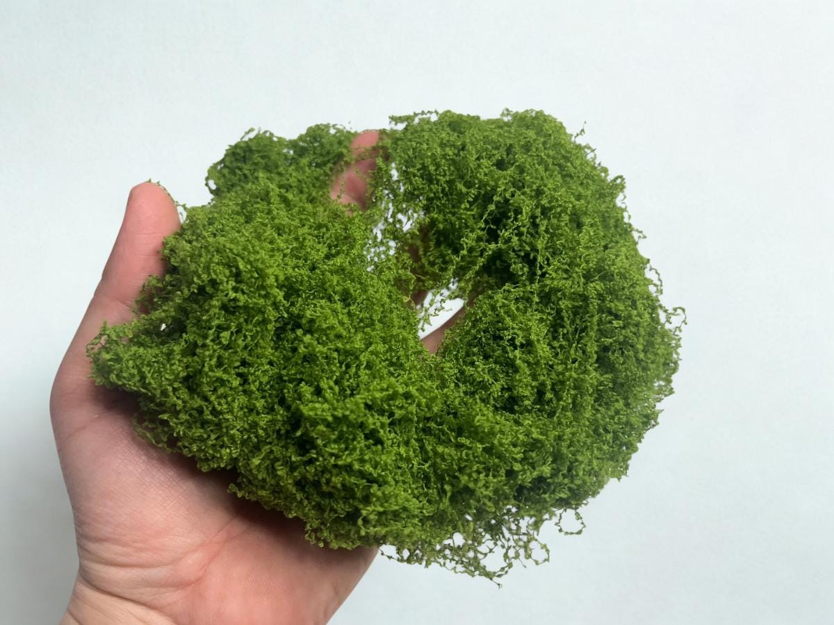 100g Green String Moss for Fairy Gardens - DIY Fairy Houses, Terrariums, Mini Landscapes & Crafts