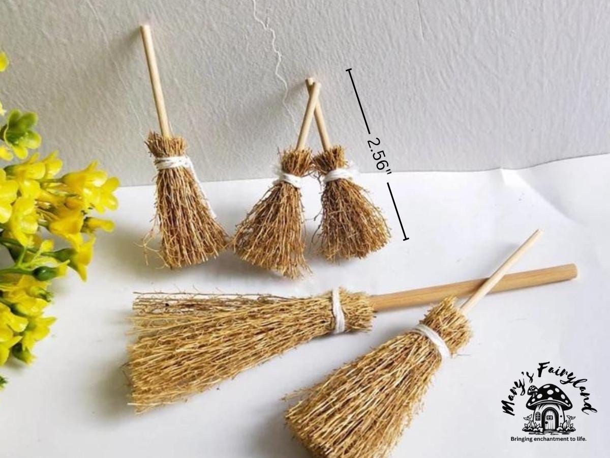 Enchanting Miniature Straw Brooms for Your Fairy Wonderland