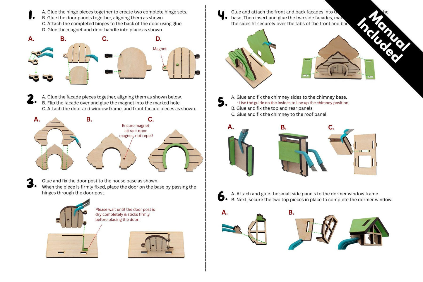 DIY Wooden Fairy House Kit with Solar Light (Ina)