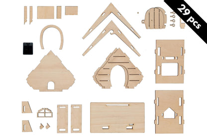 DIY Wooden Fairy House Kit with Solar Light (Ina)