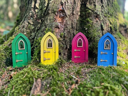 Colored Gothic Fairy Doors - Sealed for Outdoor Fairy Gardens