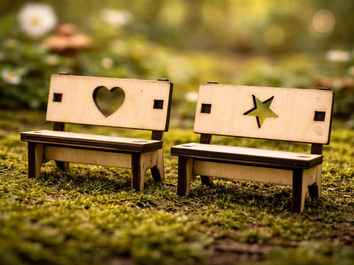 DIY Fairy Furniture Collection Kit - Laser Cut Plywood Mini Furniture - 9 Piece Set