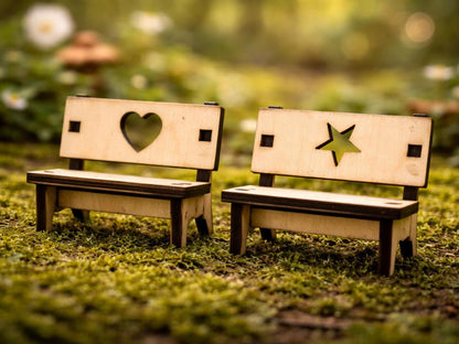 DIY Fairy Furniture Collection Kit - Laser Cut Plywood Mini Furniture - 9 Piece Set