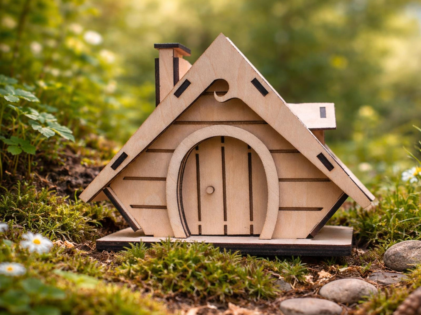 DIY Wooden Fairy House Kit with Solar Light (Ina)