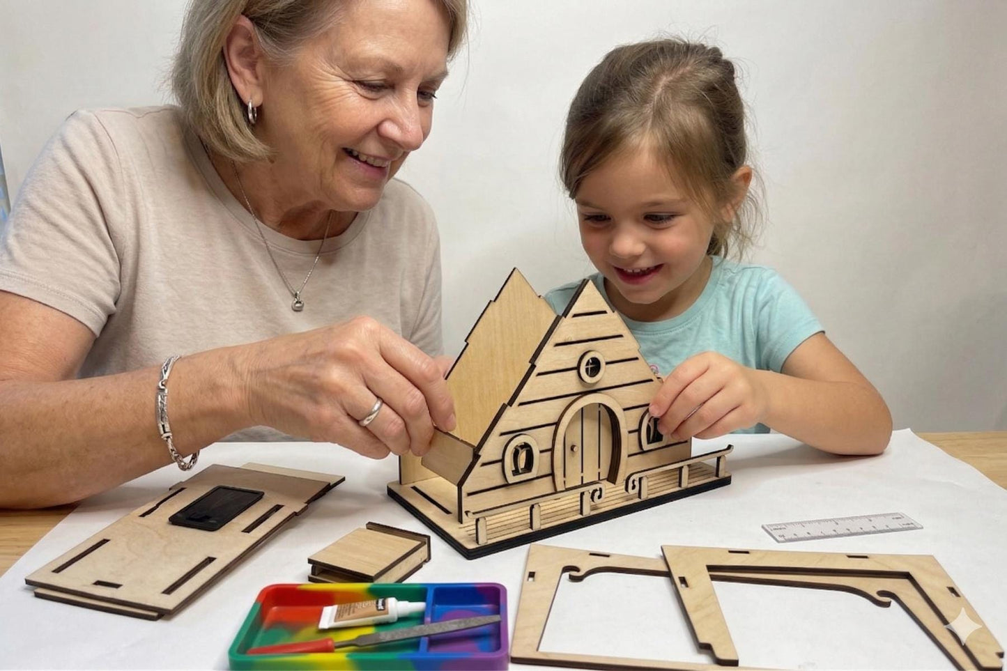 DIY Fairy House Kit with Solar Light - Ellie's Wooden Garden Cottage - Build & Paint Craft