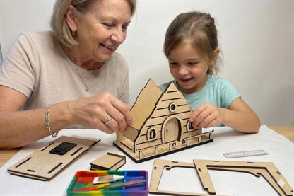 DIY Fairy House Kit with Solar Light - Ellie's Wooden Garden Cottage - Build & Paint Craft