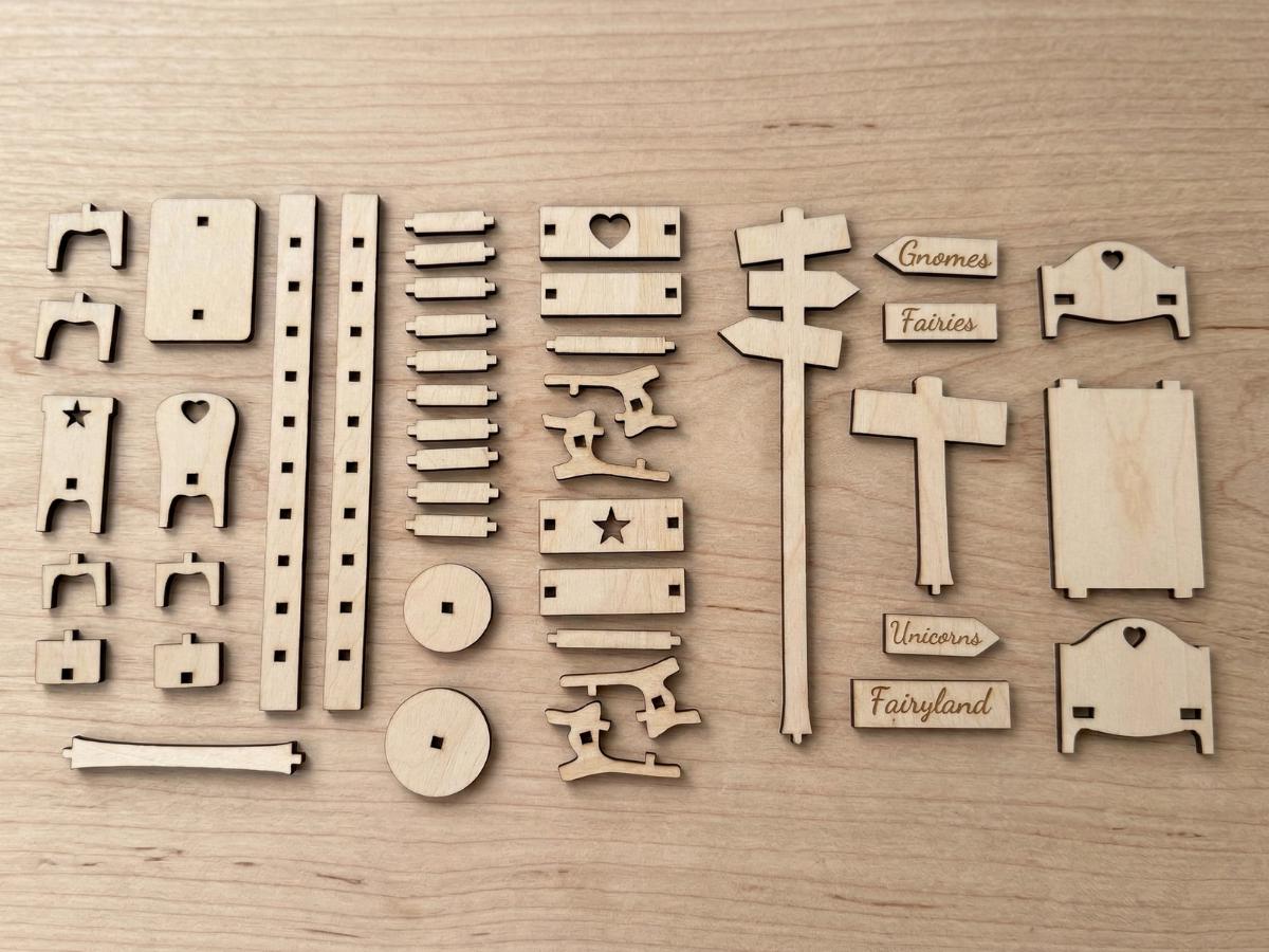 DIY Fairy Furniture Collection Kit - Laser Cut Plywood Mini Furniture - 9 Piece Set
