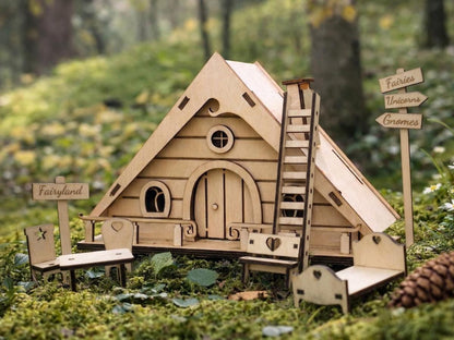 DIY Fairy Furniture Collection Kit - Laser Cut Plywood Mini Furniture - 9 Piece Set