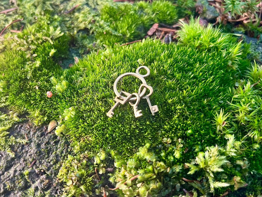 Bronze Keychain with 3 Keys – Vintage Keychain for Fairy Gardens & Magical Creations