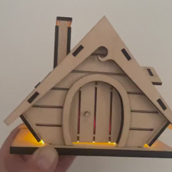 DIY Fairy House Kit - Wooden Fairy Garden House with Solar Roof - Ina