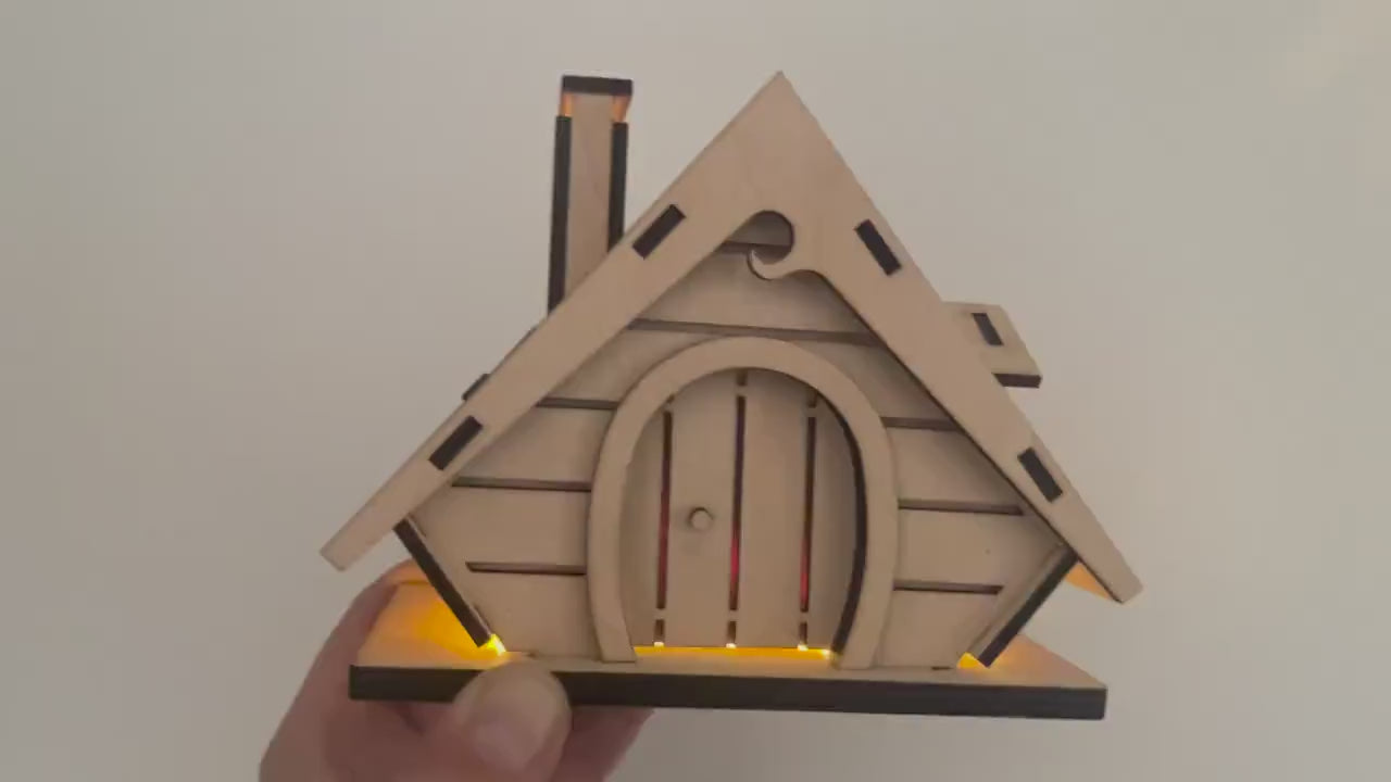 DIY Fairy House Kit - Wooden Fairy Garden House with Solar Roof - Ina