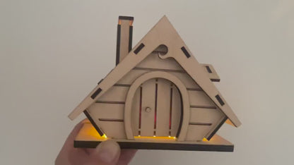 DIY Fairy House Kit - Wooden Fairy Garden House with Solar Roof - Ina