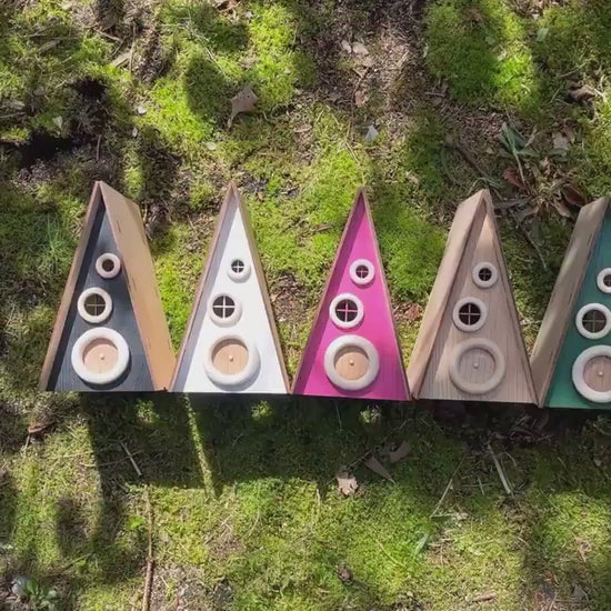 Colored A-Frame Fairy House - Handcrafted Fairy Garden Decor