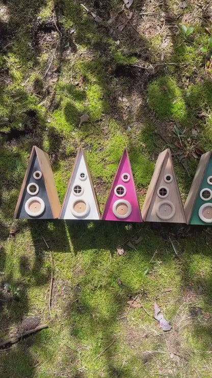 Colored A-Frame Fairy House - Handcrafted Fairy Garden Decor