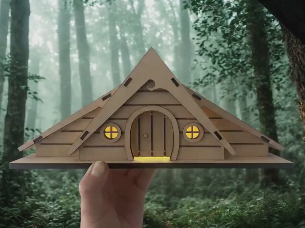 DIY Fairy House Kit - Wooden Fairy Garden House with Solar Roof - Hanna