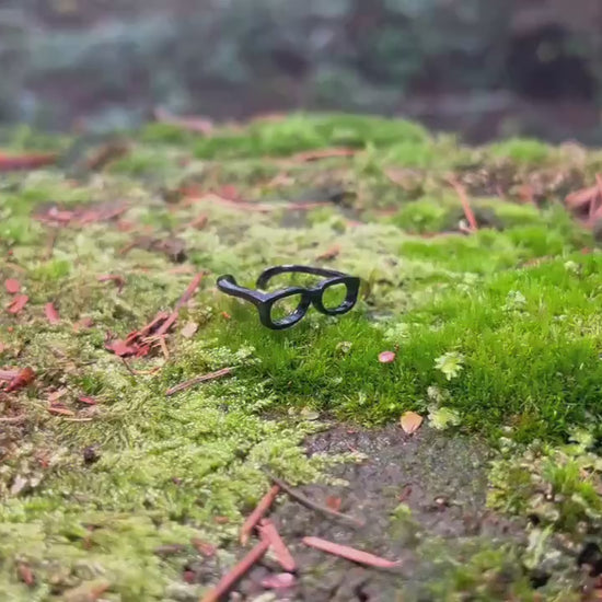 Tiny Metal Black Glasses – Miniature Metal Glasses for Fairy Garden, Dollhouse, and Decor