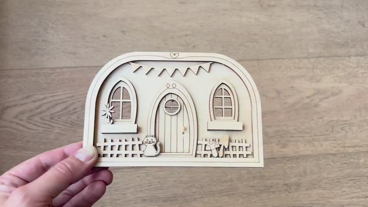 DIY Fairy Garden Scene Kit: 22-Piece Wood Craft Gift