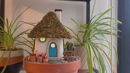 Handcrafted Fairy House – Unique Handmade with Wooden Roof & Natural Moss (Indoor Version)