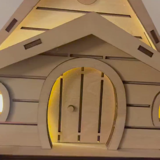 DIY Fairy House Kit with Solar Roof - Wooden Fairy Garden House - Lili