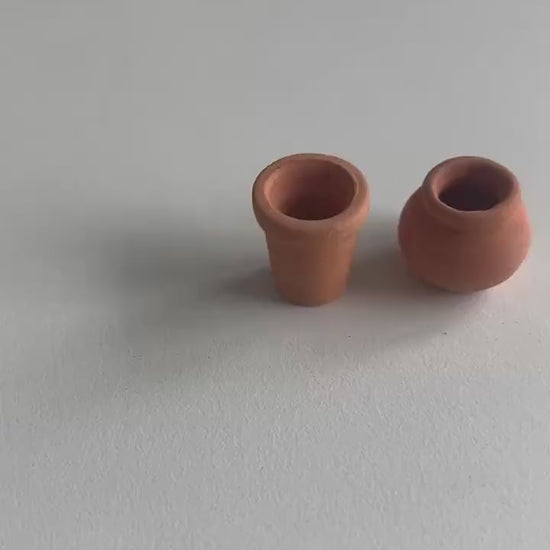 2x Miniature Terracotta Clay Pots