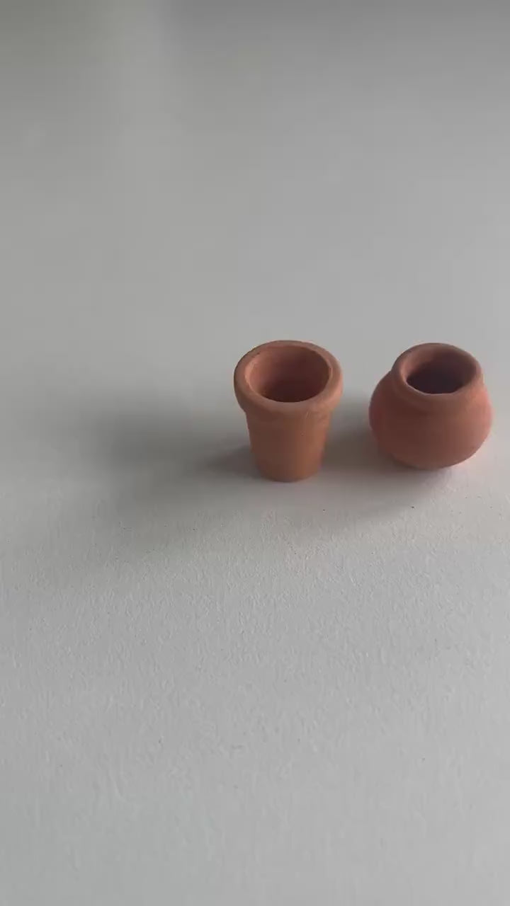 2x Miniature Terracotta Clay Pots