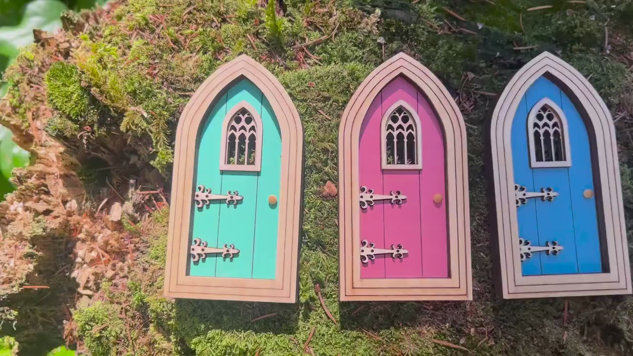 Half-Colored Gothic Fairy Doors for Enchanting Outdoor Fairy Gardens